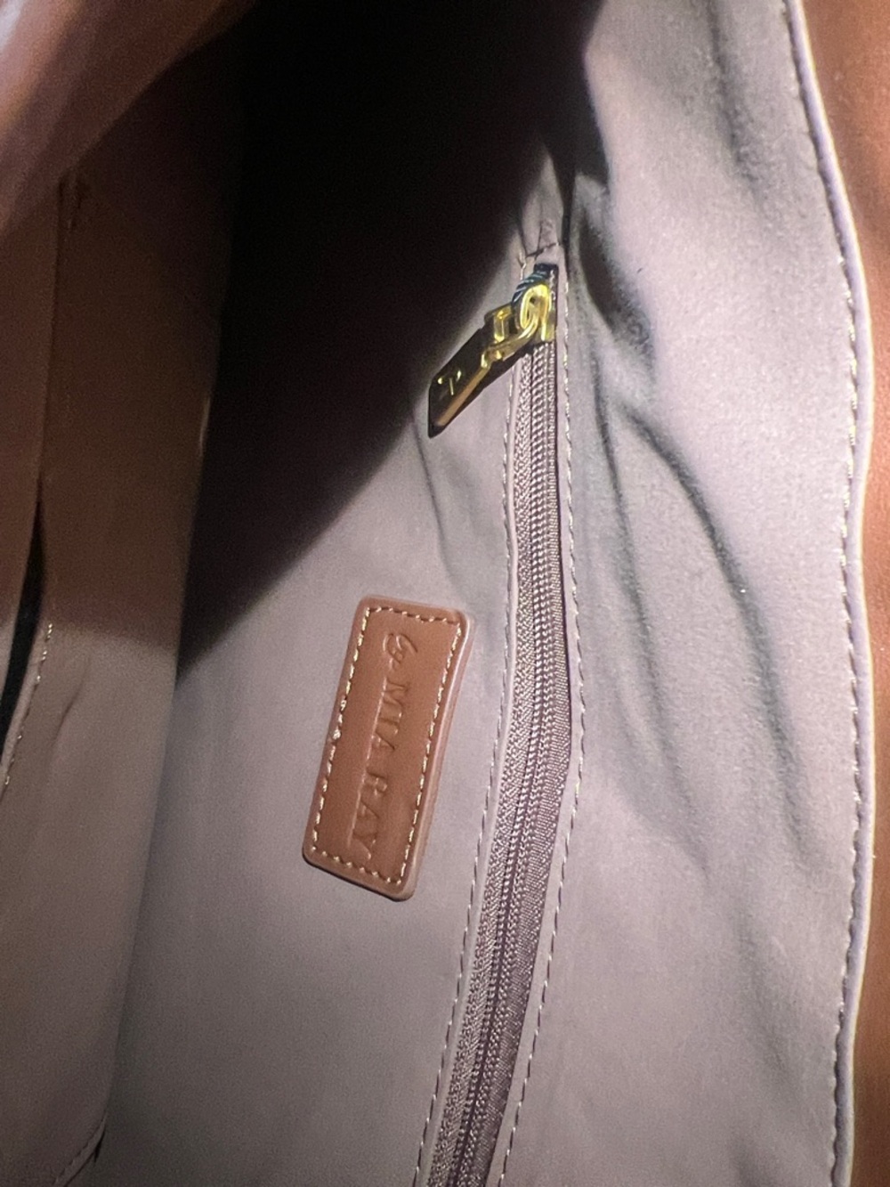 Brown Embossed Drawstring Shoulder Bag - Picture 5 of 6